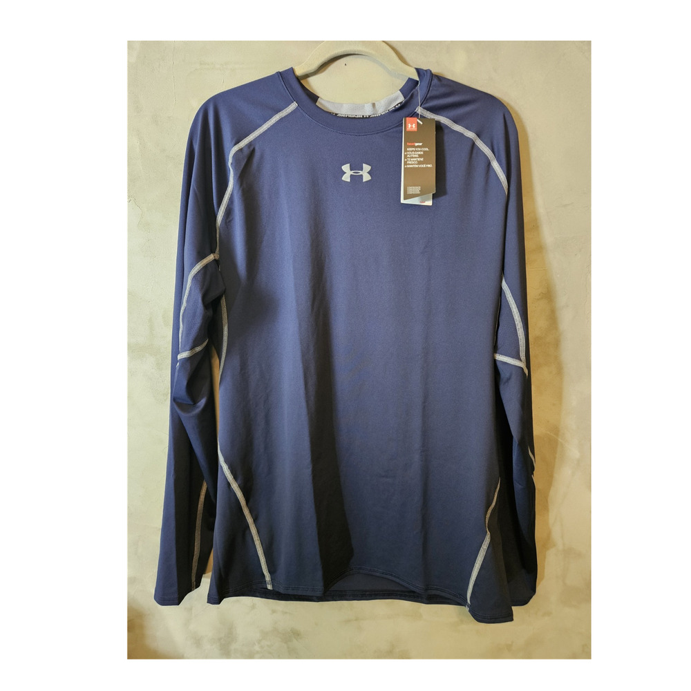 Under Armour HeatGear Men's Compression Long Sleeve Crew Neck Shirt Blue 3XL